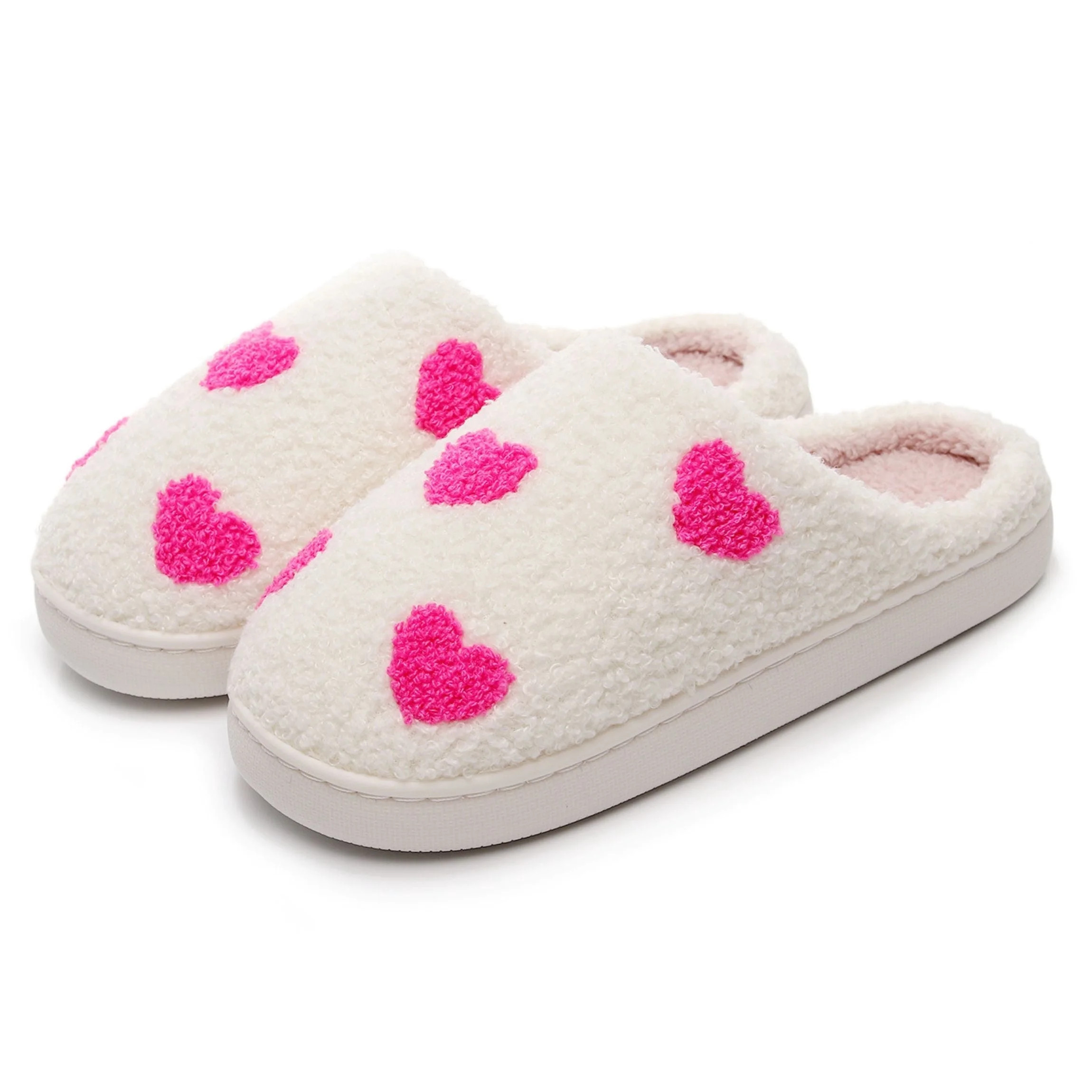 BERANMEY Cute Valentine's Day Slippers for Women Soft Plush Comfy Warm Slip-On Heart Love Couple ... | Walmart (US)
