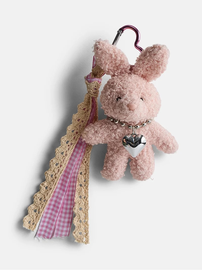 Weekend Academy Girls Bag Charm, Pink Bunny with Gingham | Walmart (US)