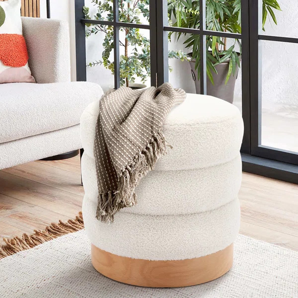 Carra 18'' Wide Round Upholstered Pouf Ottoman | Wayfair North America