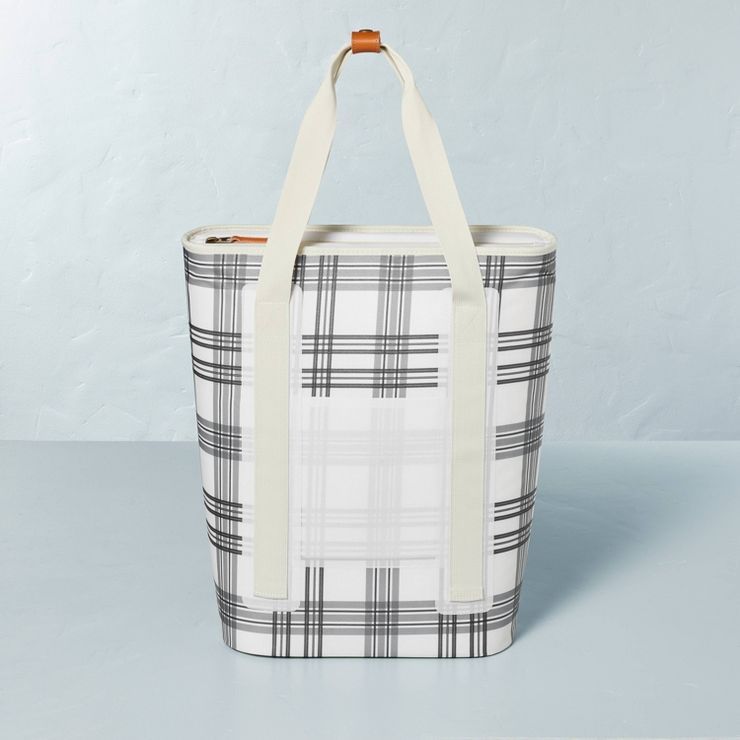 Soft-Sided 20can/19qt Plaid Backpack Cooler - Black/Gray/White - Hearth & Hand™ with Magnolia | Target