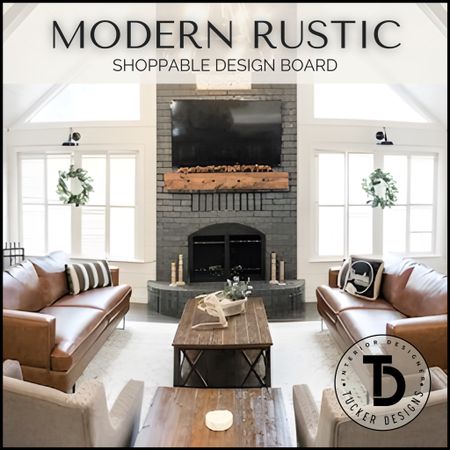 This cozy modern rustic living room is so inviting, light, and warm. With leather couches, fabric chairs, and rustic wood tables, this style is sure to please. #modernrustic #rusticlivingroom #rusticdecor #cozyroom 

#LTKhome