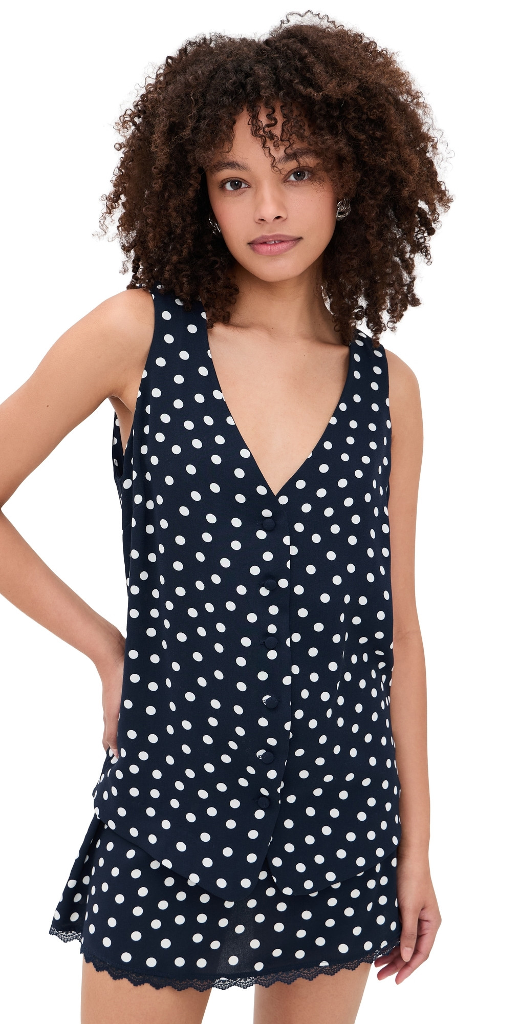 Show Me Your Mumu Bridgette Vest Navy Polka Dot S | Shopbop