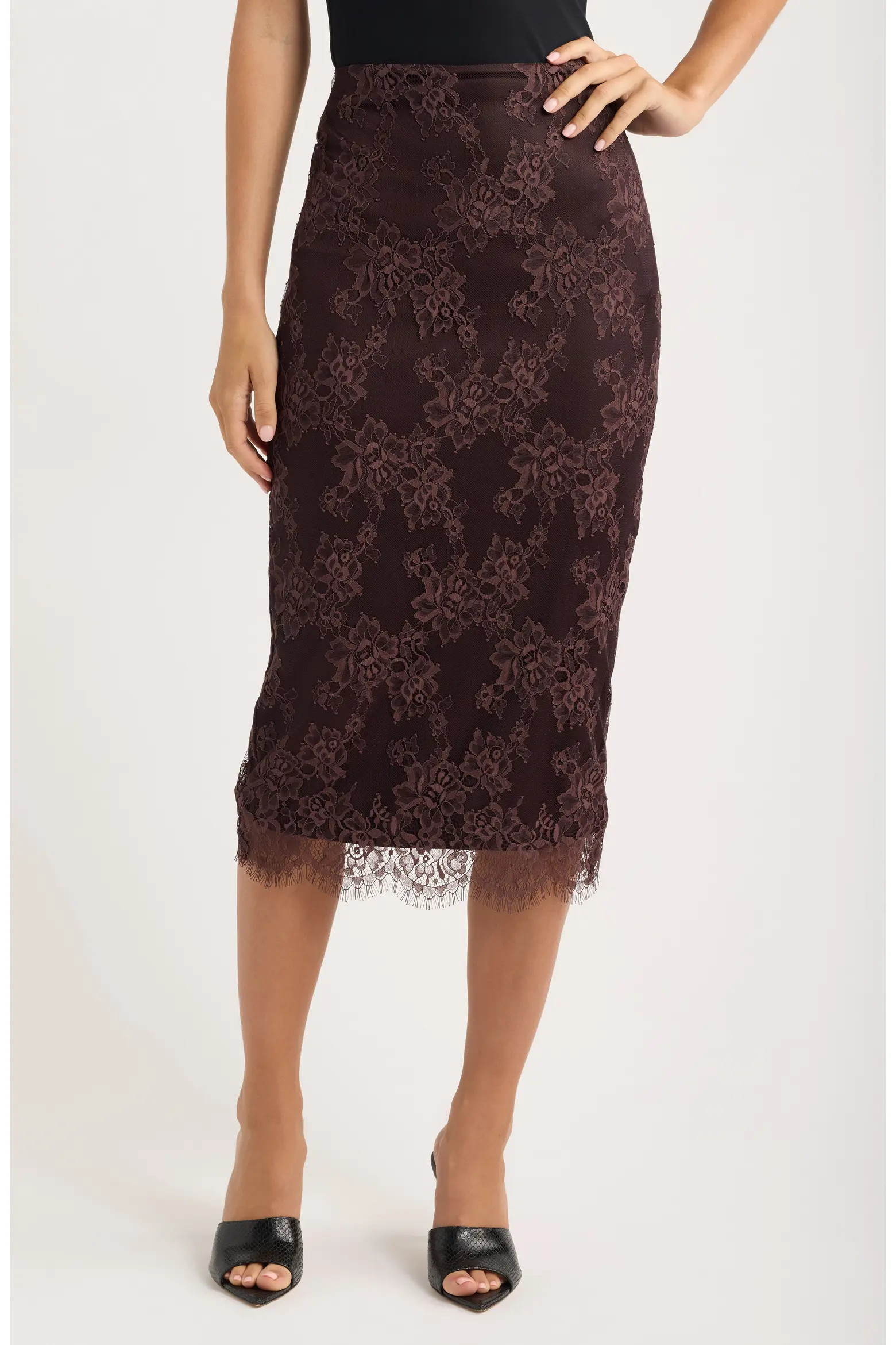 HOUSE OF CB Serelle Floral Lace Overlay Midi Skirt (Women) | Nordstrom | Nordstrom