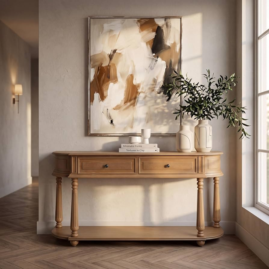 Christopher Knight Home Ithica Narrow Console Table with Drawers & Lower Open Shelf, Half Moon En... | Amazon (US)