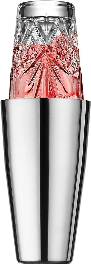 Godinger Cocktail Shaker, Martini Shaker, Boston Shaker, Stainless Cup and Crystal Glass to Mix D... | Amazon (US)