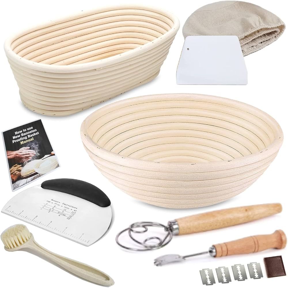 Sourdough Bread Baking Supplies - Bread making tools and supplies of 9 Inch Round and 10 Inch Ova... | Amazon (US)