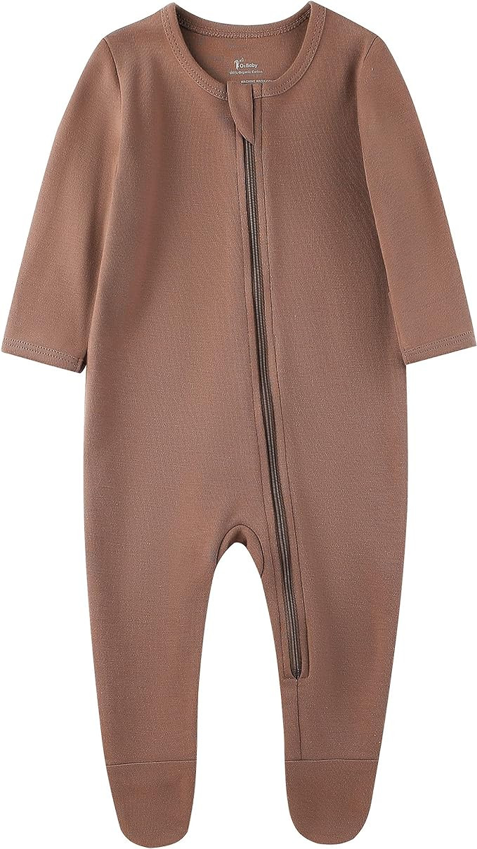 O2 BABY Baby Boys Girls Organic Cotton Zip-Front Sleeper Pajamas, Footed Sleep 'n Play | Amazon (US)