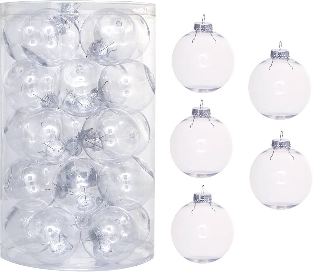 25PCS-2.63(67MM) Christmas PET Ball Ornaments Set,Clear Plastic Shatterproof Xmas Tree Ball,Hangi... | Amazon (US)