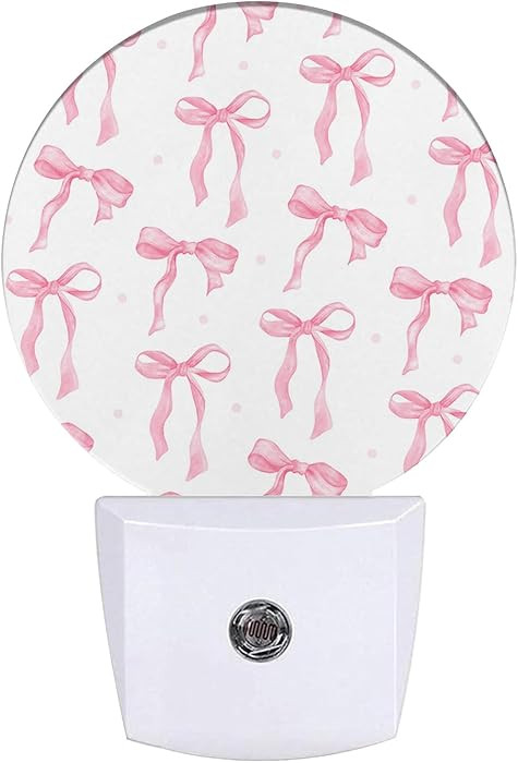 Pink Bow Night Light Ribbon Night Lights LED Lamp Round Plug into Wall Nightlight with Dusk to Da... | Amazon (US)