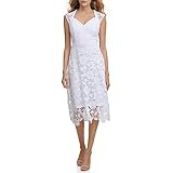 GUESS Women's Navy Chevron LACE Maxi Dress, White, 8 | Amazon (US)
