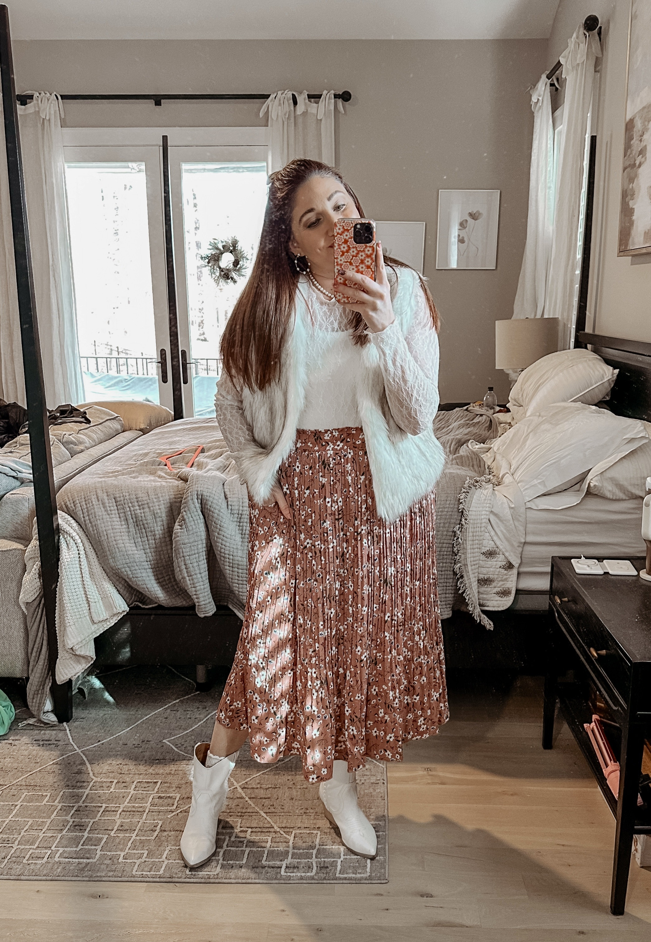 What I wore to afternoon tea at the ritz for my SIL! 
Vest L (linking similars) / Tank L / Lace L / Skirt XL / boots tts 

#LTKParties #LTKMidsize #LTKStyleTip