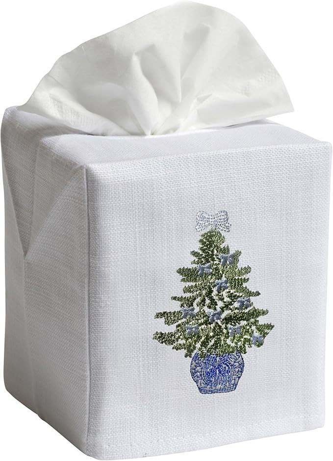 Jacaranda Living Square Tissue Box Cover, Linen/Cotton Fabric Tissue Holder, Decorative Cloth Tis... | Amazon (US)