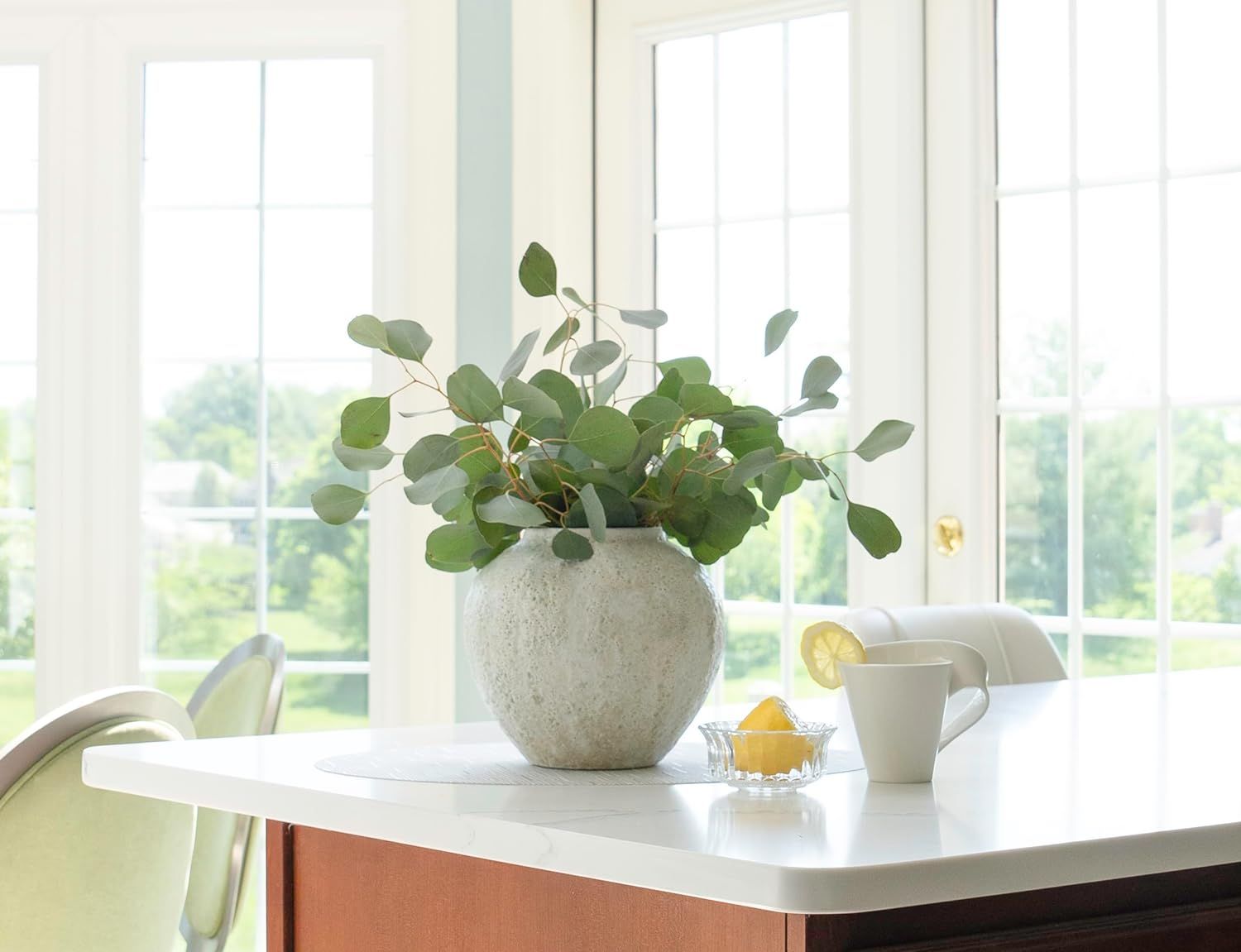 White Ceramic Vase Flower Vase, Big Textured Vase for Centerpieces, Kitchen, Living Room, Bedroom... | Amazon (US)