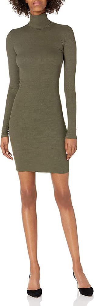 Enza Costa Women's Stretch Silk Rib Long Sleeve Turtleneck Mini Dress | Amazon (US)