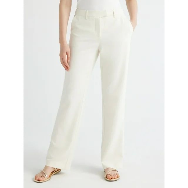 Scoop Women's Ultimate Stovepipe Crepe Suit Pants with Straight Leg, Sizes 0-18, 32’’ Inseam | Walmart (US)
