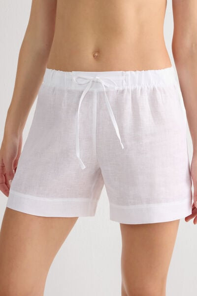 Intimissimi The Pure Linen Shorts in Linen Fabric Woman White Size L | Intimissimi (US)