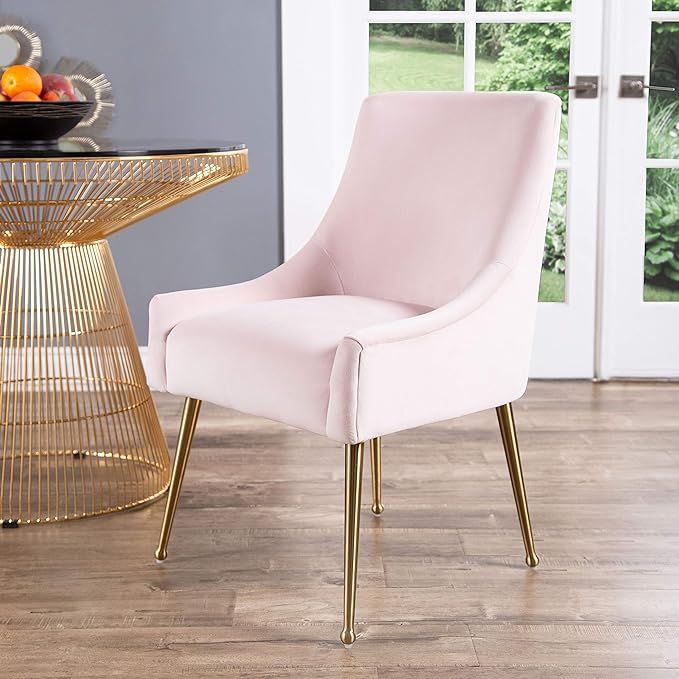Abbyson Living Velvet Upholstered Dining Chair with Gold Finished Handle, Blush Pink | Amazon (US)