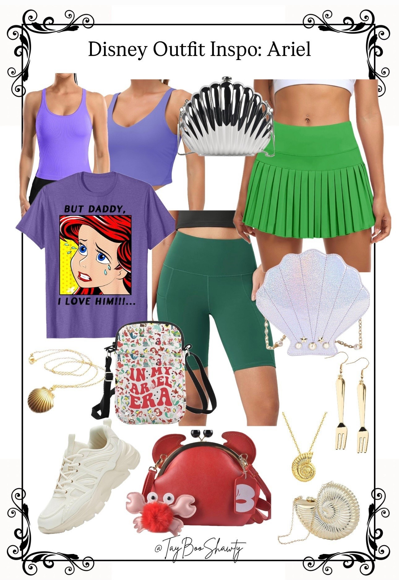 Disney Outfit Inspo: Ariel The Little Mermaid 🦀🐚🧜🏻‍♀️🌊

#LTKFindsUnder50 #LTKActive #LTKPlusSize
