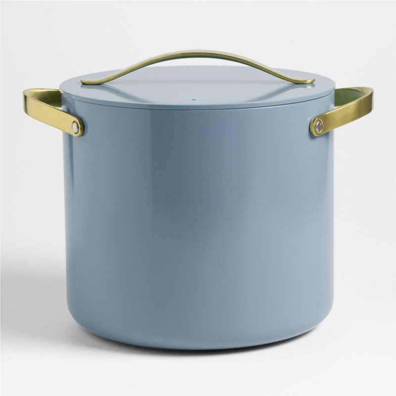 Caraway Cookware Plus Blue Lagoon 12-Qt. Stock Pot with Gold Hardware + Reviews | Crate & Barrel | Crate & Barrel