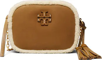 Tory Burch McGraw Genuine Shearling Trim Leather Crossbody Bag | Nordstrom | Nordstrom
