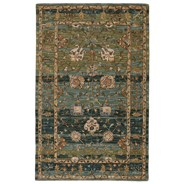 Cardamom Ahava Green/Blue (COM-03) Wool Hand-Tufted Area Rug | Rugs Direct