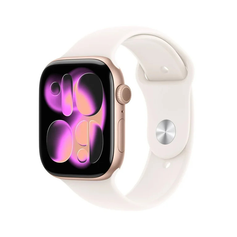 Apple Watch Series 11 [GPS 46mm] Smartwatch with Rose Gold Aluminum Case with Light Blush Sport B... | Walmart (US)