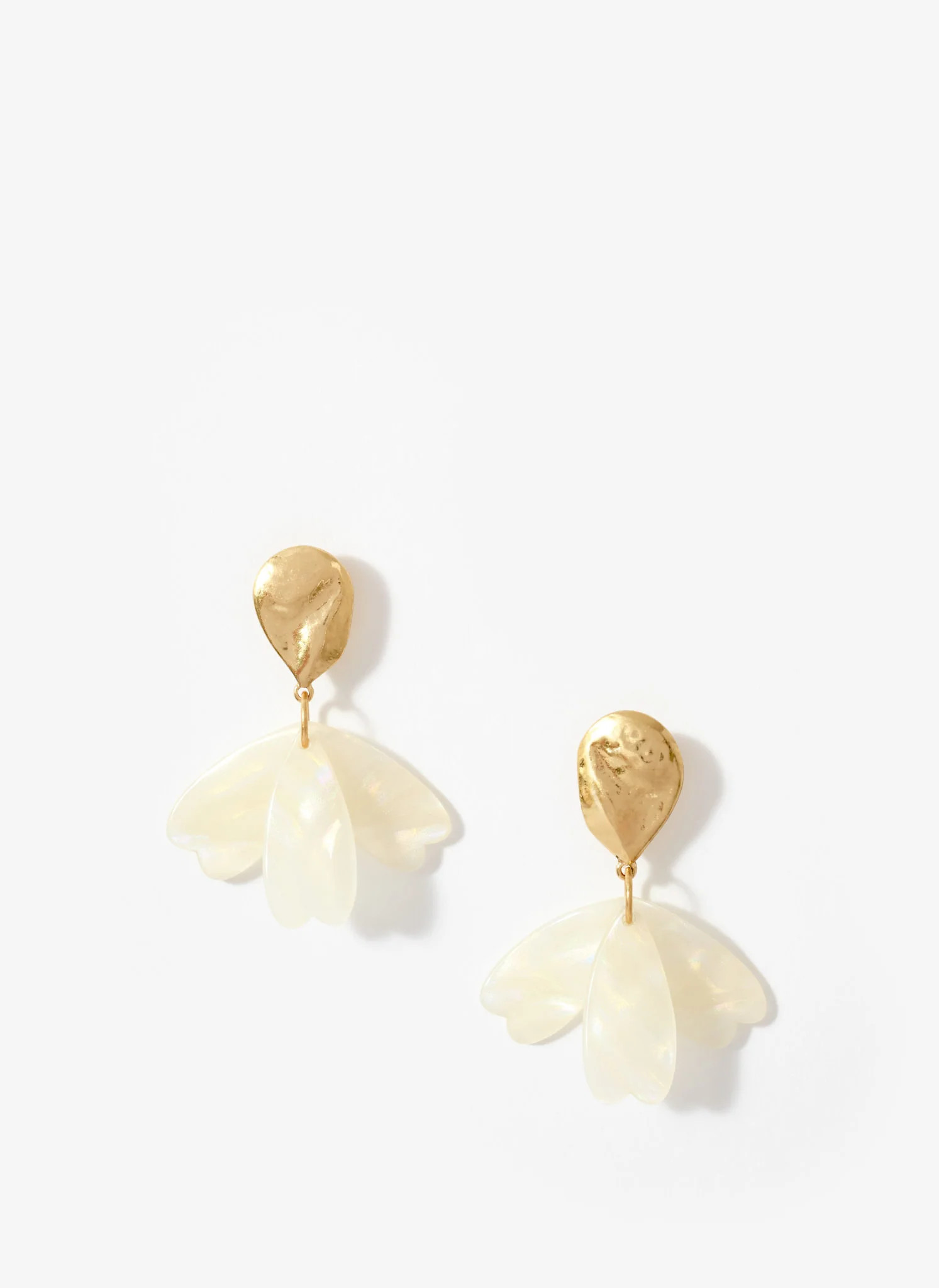 Cream Resin Floral Drop Earrings | Mint Velvet