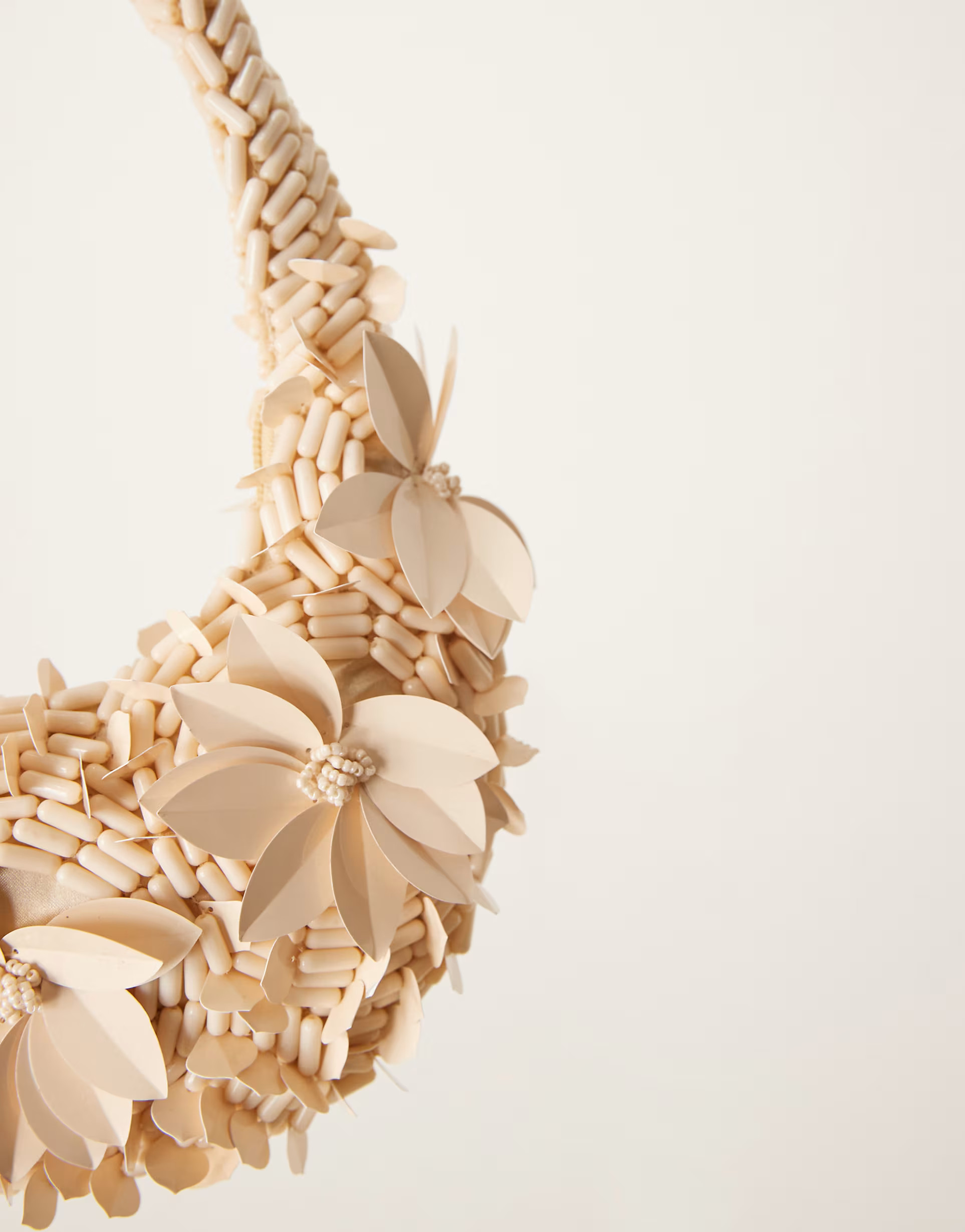 ASOS DESIGN scoop grab shoulder bag with 3D flowers in cream | ASOS (Global)