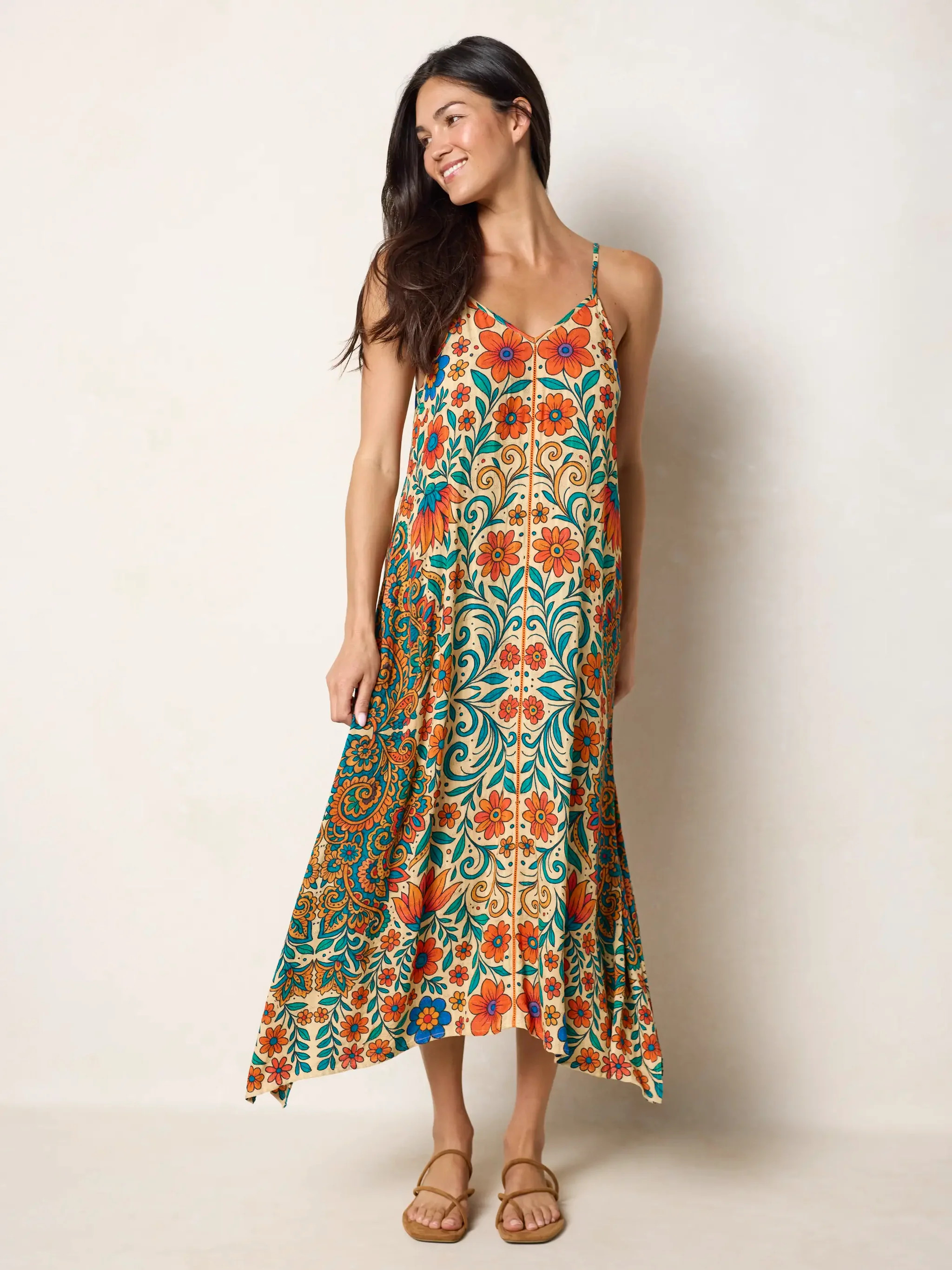Katrina Midi Slip Dress - Santa Fe Floral | Natural Life