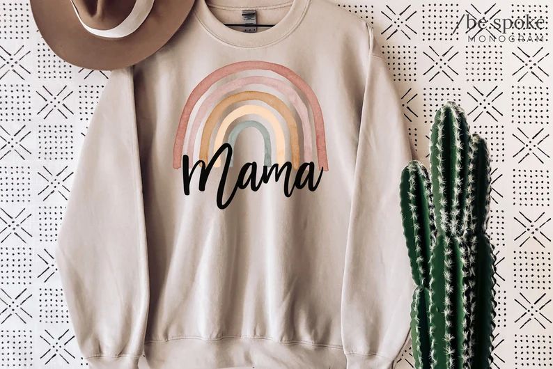 Mama Sweatshirt with cute rainbow print Mama rainbow Shirt | Etsy | Etsy (US)