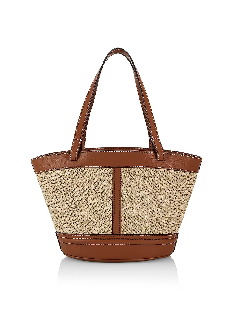 Henri Petite Leather-Trimmed Raffia Bucket Tote | Saks Fifth Avenue