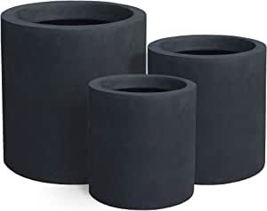 Kante 9.8",12.6",15.7" DiaConcrete Outdoor Modern Cylindrical Planters Set of 3, Charcoal | Amazon (US)