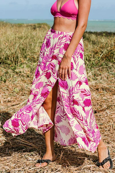 Makenna Leafy Split Skirt | Cupshe
