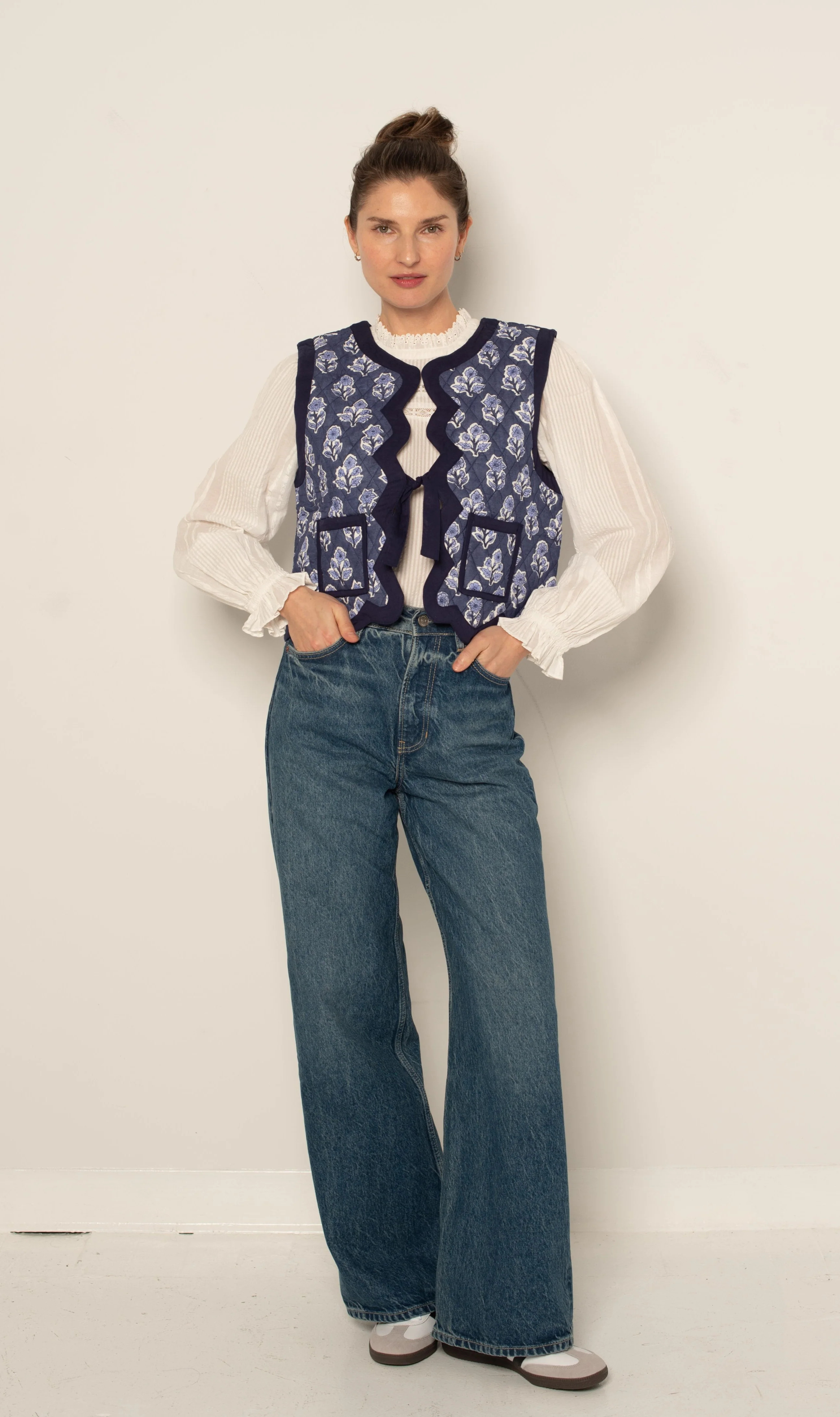 Celeste Vest Navy Floral | Ophelia & Indigo