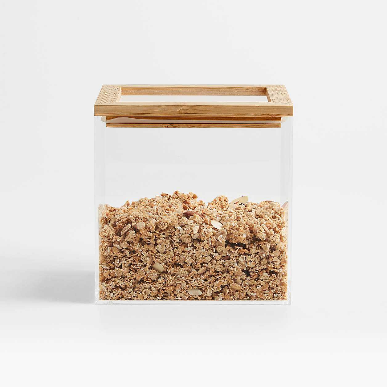 Crate & Barrel Small Rectangular Acrylic Pantry & Drawer Food Storage Container with Bamboo Lid +... | Crate & Barrel