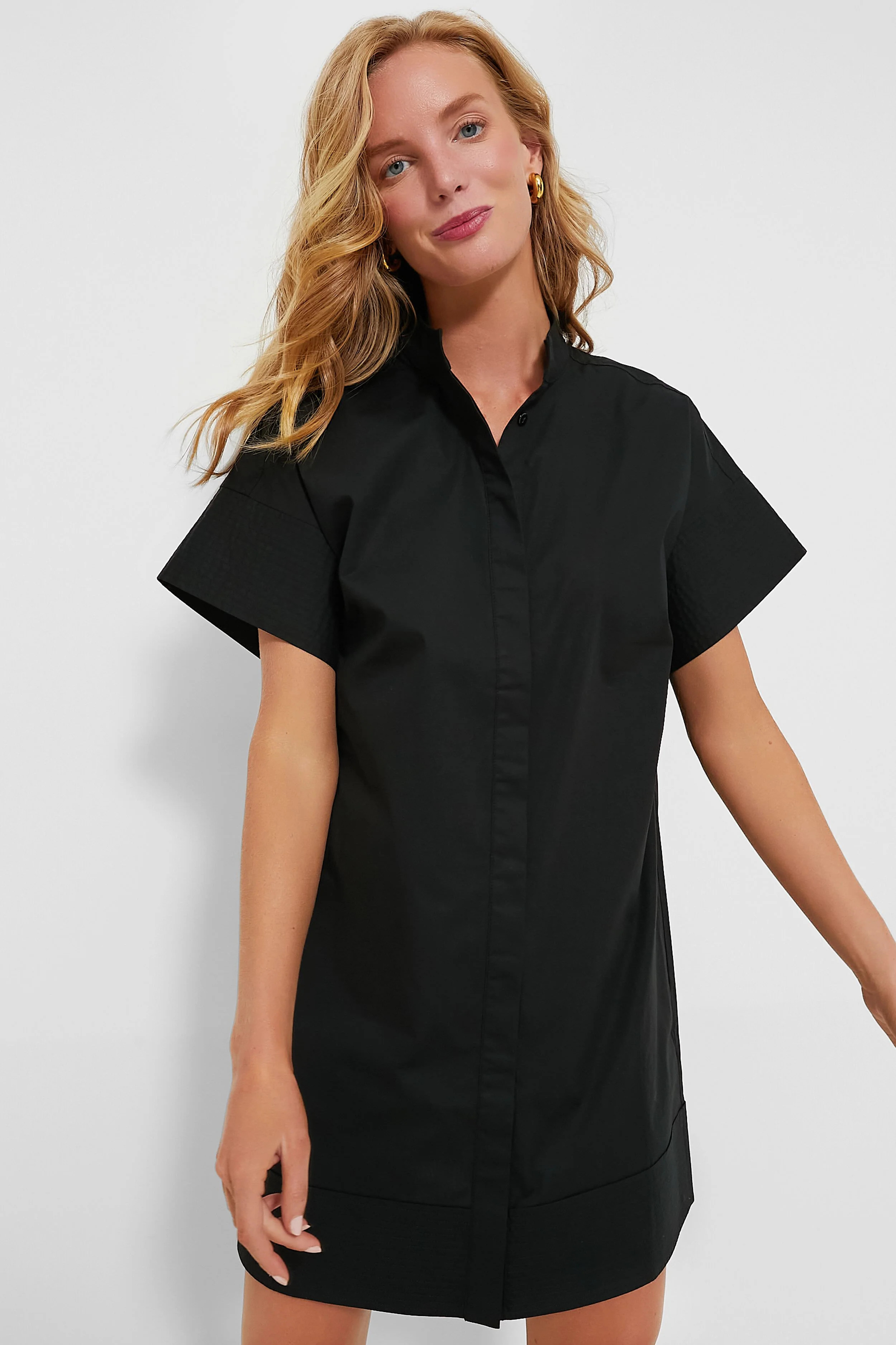 Black Trapunto Stitch Sofia Shirt Dress | Tuckernuck (US)