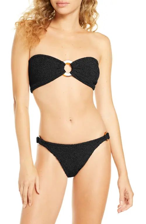 Hunza G Gloria Two-Piece Bandeau Bikini Swimsuit in Black at Nordstrom | Nordstrom
