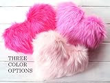 Pink Faux Fur Heart Pillow | Amazon (US)