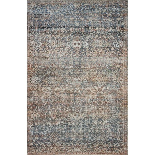 Chris Loves Julia x Loloi Jules Denim/Spice 7'-6" x 9'-6" Area Rug | Walmart (US)