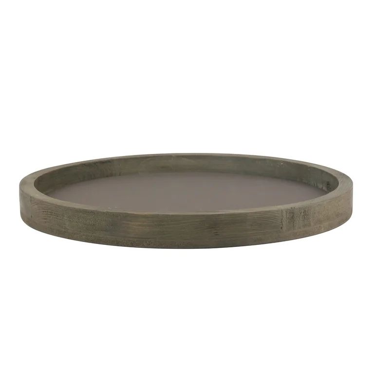 Stonebriar 11.8" Solid Wood and Metal Decorative Tray, Brown | Walmart (US)