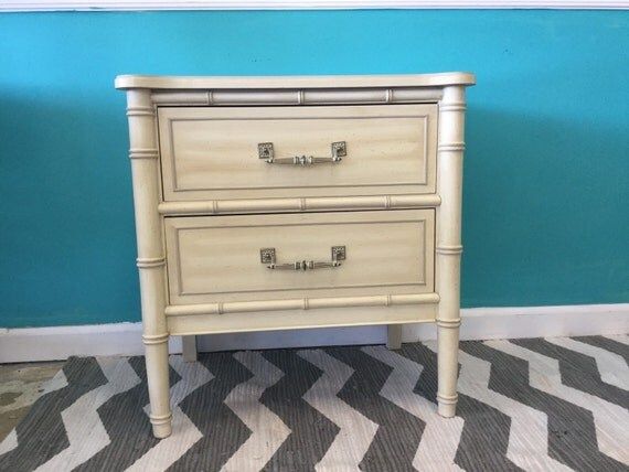 Hollywood Regency Faux bamboo Henry Link Bali Hai style nightstand | Etsy (US)