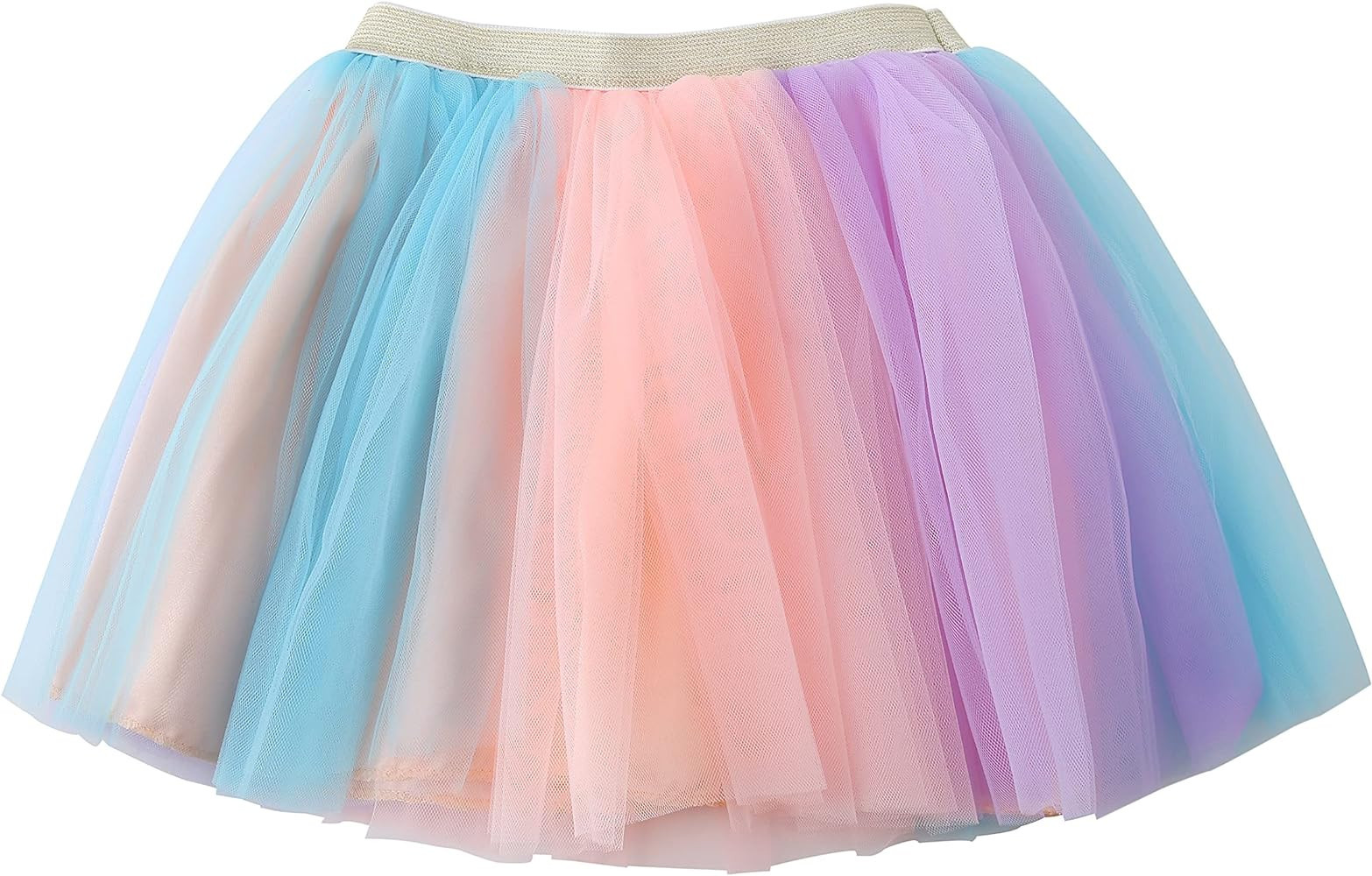 Jastore Girls Layered Rainbow Tutu Skirt Dance Dress Ruffle Tiered Clubwear | Amazon (US)