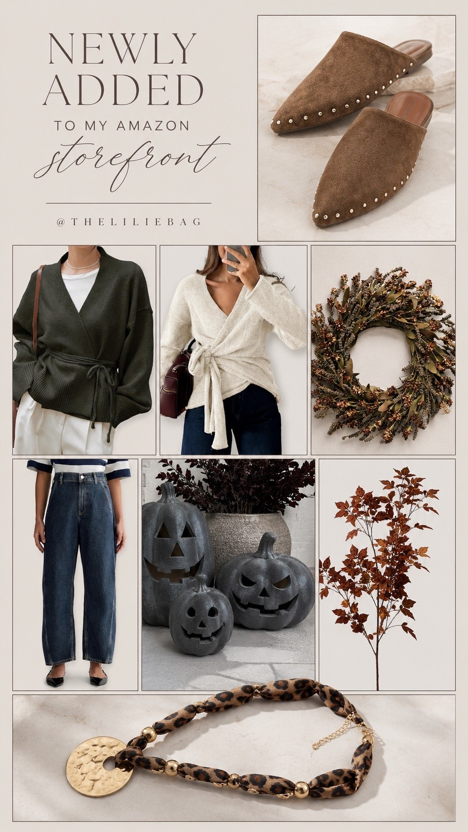 New Amazon finds just dropped… and they’re giving cozy fall vibes. 🤎🍂

From the prettiest wrap sweaters and studded mules to trending denim and all the fall home decor, these are the newest pieces I couldn’t wait to share. The wreath, pumpkins, and stems are making me so excited to decorate! Everything is linked in my Amazon Storefront. ✨

Amazon finds. Amazon storefront. Amazon fashion. Amazon home decor. Fall decor. Fall wreath. Pumpkin decor. Fall stems. Wrap sweater. Studded mules. Wide leg jeans. Women’s fashion. Neutral style. Cozy fall outfits. Affordable fashion. Fall home. LTKStyleTip.

#LTKHome #LTKSeasonal