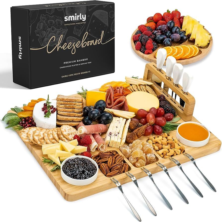 Amazon.com: SMIRLY Charcuterie Boards Gift Set: Large Charcuterie Board Set, Bamboo Cheese Board ... | Amazon (US)