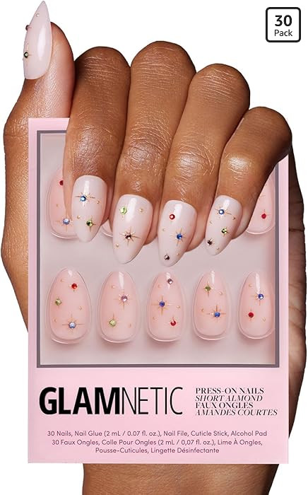 Glamnetic Press On Nails - North Star | Semi-Transparent Fake Nails with 3D Multicolor Gems Short... | Amazon (US)