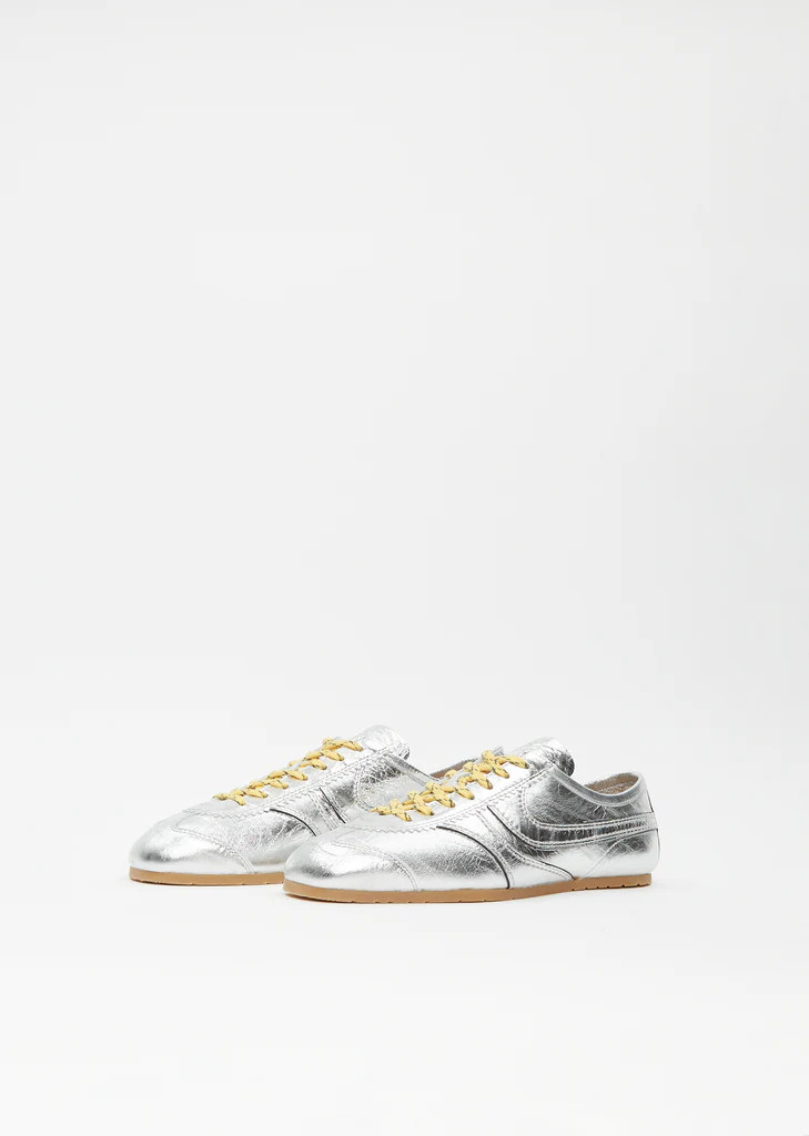 Leather Metallic Trainer | La Garconne