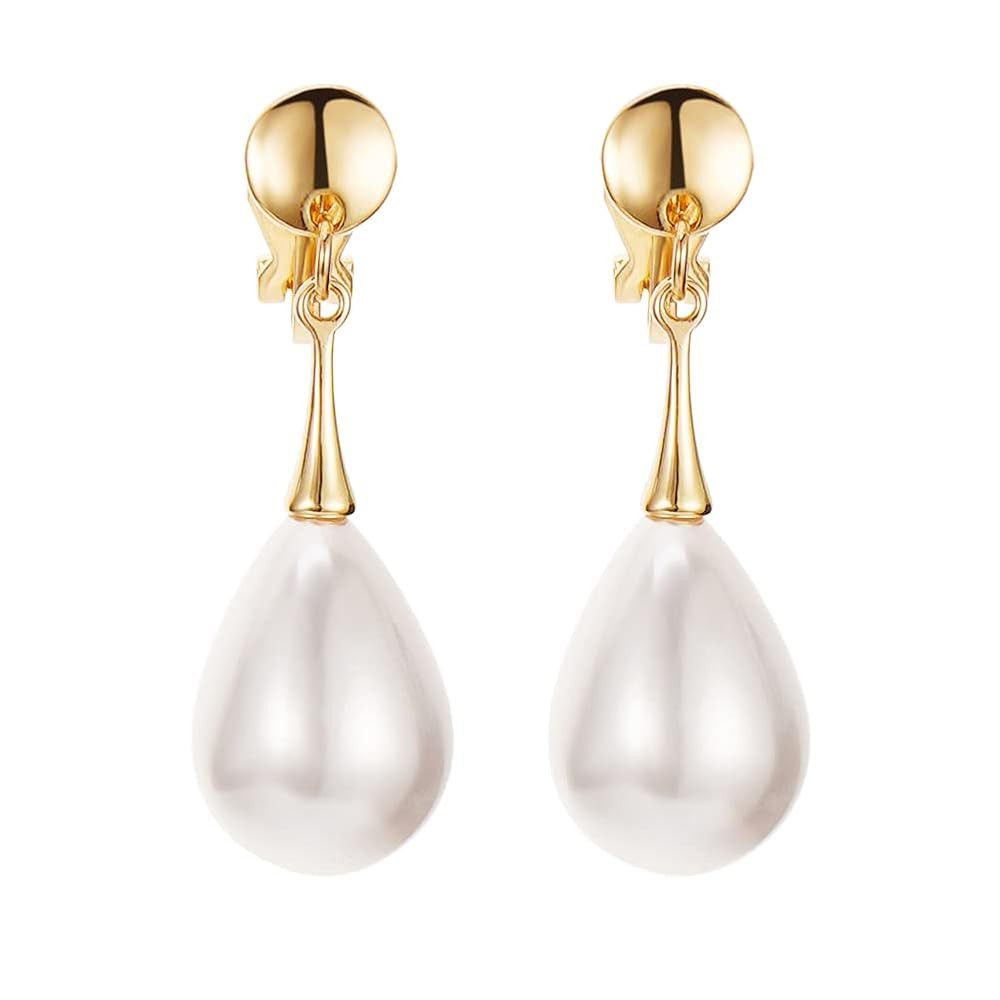 Pearl Clip on Earrings for Women Drop Clip Earrings for Women Gold Plated White Imitation Pearl E... | Amazon (US)