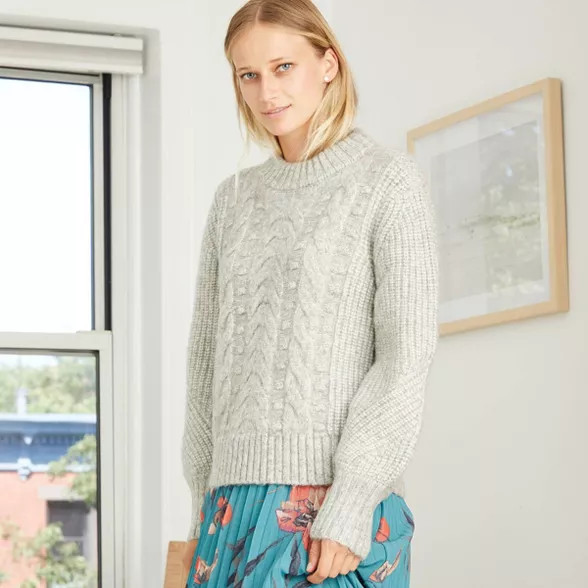 Women's Crewneck Cable Stitch Pullover Sweater - A New Day™ | Target