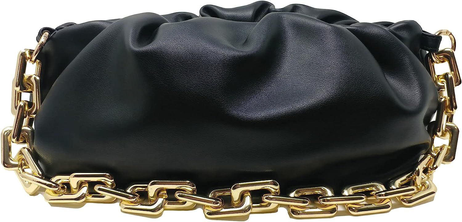 Women's Chain Pouch Bag | Cloud-Shaped Dumpling Clutch Purse | Ruched Chain Link Shoulder Handbag | Amazon (US)