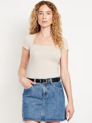 Square-Neck Ribbed T-Shirt | Old Navy (US)